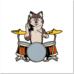 Comic Wolf Drummer Posters and Art